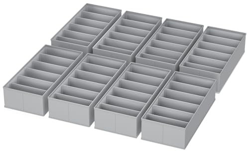 Homsorout Schubladen Organizer Kleiderschrank Organizer - Faltbare Aufbewahrungsbox Stoff Schubladen Ordnungssystem Unterwäsche Organizer für Hosen, Kleidung, Socken, 8 Stück Grau