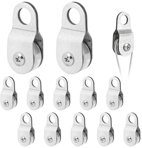 12 Stück Umlenkrollen für Seile, Umlenkrolle mit 2 Kugellager Umlenkrolle für 6mm Seile Seilrolle Silber Seilrollen Riemenscheibe Laufrollen Flaschenzug Tragkraft 50kg