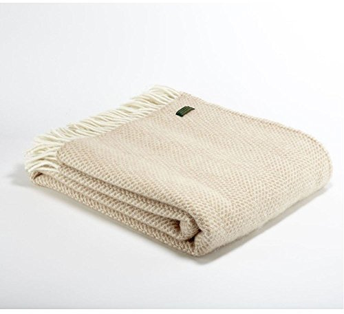 NEW Tweedmill Textiles 100% Pure Wool Blanket 150cm x 183cm - Oatmeal