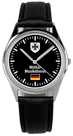 KIESENBERG Armbanduhr Soldat Bundeswehr Militär Musikdienst Geschenk Artikel Idee Fan Damen Herren Unisex Analog Quartz Lederarmband Uhr 36mm Durchmesser B-1072