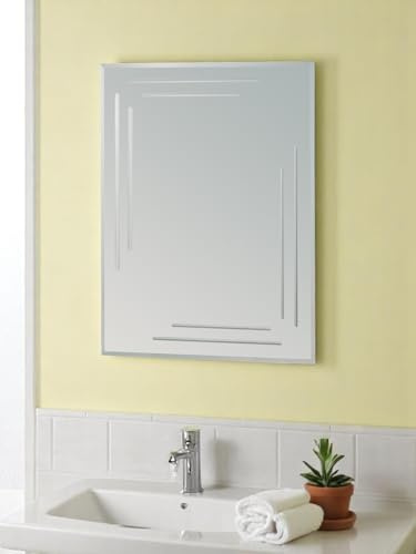 Showerdrape Chelsea Frameless Bathroom Wall Mirror, Wall Mounted Bathroom, Modern Diamond Cut Rectangular Living Room Hallway Bevelled Edge Mirror For Bedroom.