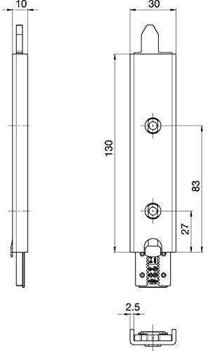 Anschlusseinheit zu Falzhebelgetriebe, Secury Automatic 130 mm, oben, universal