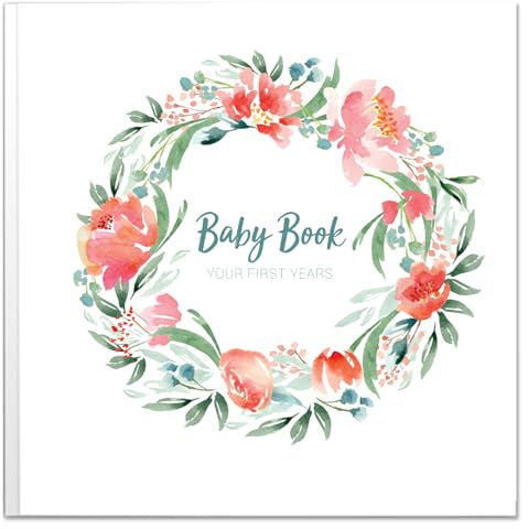 Peachly Libro de recuerdos de bebé para niñas, diario de recuerdo de hitos | Libro de recuerdos de bebé de los primeros cinco años | Libro de recuerdos del primer año | Libro de bebé para niña | Bloom