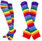 Bienvenu Damensocken, gestreift, kniehoch, Armwärmer, fingerlose Handschuhe, Regenbogen, Einheitsgröße