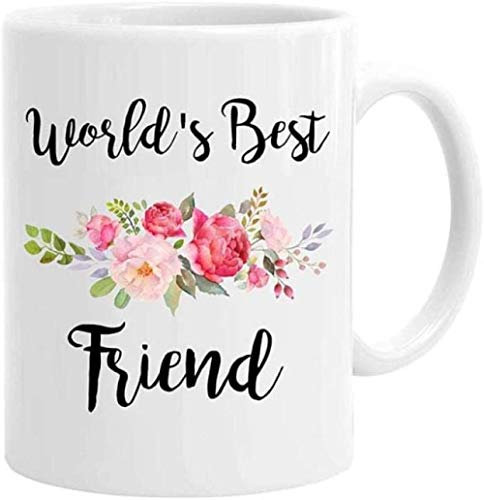 White Ceramic World S Best Boss divertente tazza da caffè per ufficio, con fiori su di essa, 311,8 ml di Brown_301-400 ml di uomini femminili amici e colleghi su di esso
