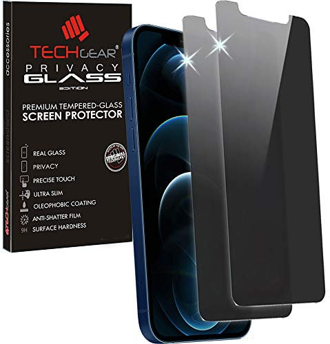 TECHGEAR [2 Pack] Anti Spy Screen Protectors for iPhone 12 Pro Max - PRIVACY Filter GLASS Edition Genuine Tempered Glass Screen Protector Guard Cover Compatible with iPhone 12 Pro Max 6.7
