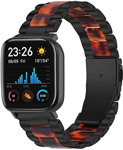 TopTen Cinturino per orologio da 20 mm compatibile con Smartwatch Amazfit Bip S/Bip/Bip Lite in resina e acciaio inossidabile, cinturino regolabile da polso, A