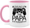 Tasse Tassen 325ml - Geschenk Vatertag - Leveling up zum Papa 2025 mit Controller - schwarz - 325 ml - Rosa - daddy to be 2023 vatertagstasse vatertagsgeschenk 2024 kaffeetasse werdender