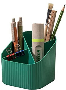 Schreibtischköcher KARMA, mit 4 Fächern, umweltfreundlich aus 80-100 prozent Recyclingmaterial, Stiftehalter, 17248-05, öko-grün
