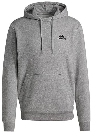 adidas Herren Essentials Fleece Hoodie, Medium Grey Heather / Black, XXL