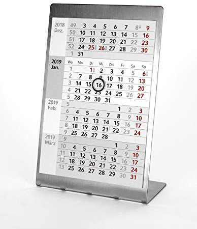 HiCuCo 4-Monats-Tischkalender für 2026 - Aufstellkalender - Edelstahl - TypP5 (Premium)