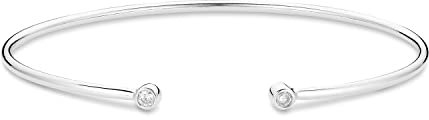 MIORE Schmuck Damen 0.11 Ct Diamant Armreif mit 2 Diamanten Brillanten Armband aus Weißgold 9 Karat / 375 Gold