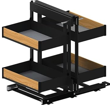 REJS MAXIMA PURO Corner Comfort - corner storage kitchen cabinets - black with wooden (800, right)