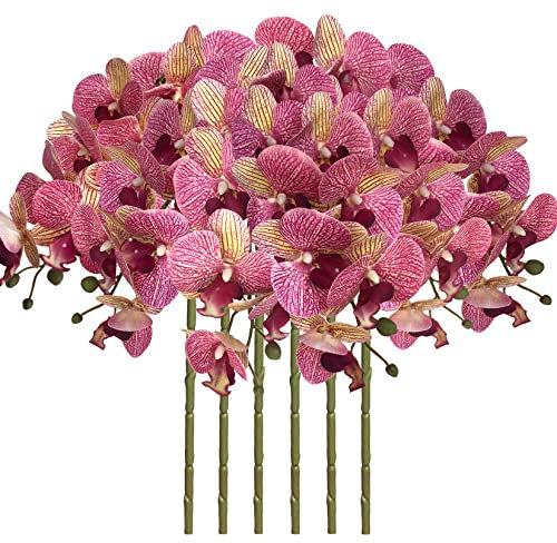 FagusHome Künstliche Phalaenopsis-Blumen, 81,3 cm, 6 Stück, künstliche Orchideen, Stielpflanzen für Heimdekoration (lila Dapple)