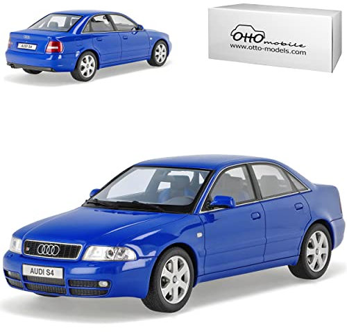 alles-meine.de GmbH A*U*D*I A4 S4 B5 Limousine Blau 1994-2001 Nr 373 1/18 Otto Modell Auto mit individiuellem Wunschkennzeichen