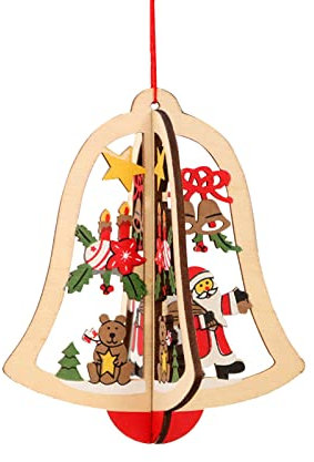 GADXE Hängende Holzverzierungen für Weihnachten, Hohle Holzausschnitte, Anhänger, Holzkugeln, rustikale Christbaumschmuck für Weihnachtsdekorationen Boxsack Klimmzugstange (B, One Size)