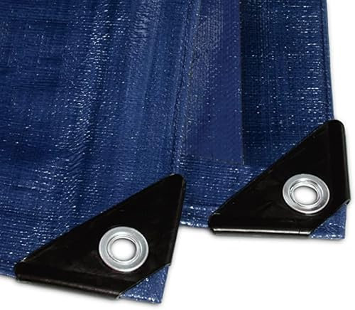 etm Lona de 8 x 12 m, 240 g/m², color azul, para exterior, jardín, remolques, etc. Lona de protección con ojales, resistente a la intemperie, a los rayos UV y al agua