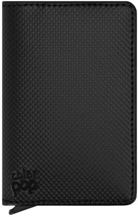 Color Pop® Porte-Cartes (6) Anti-RFID - Métal + Couverture PVC Silver – Protection Carte bancaire - Sécurité Cartes de crédit– 9,7 x 6 cm (Noir)