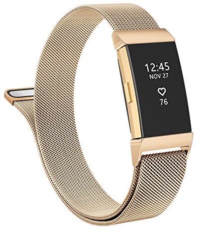 Vancle nur für Fitbit charge 2 Armband für Damen Herren,Metall Mesh Edelstahl Ersatzarmband Uhrenarmband für charge 2 Armband(S,Roségold)