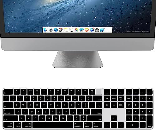 YongMai Silicone Keyboard Cover for 2021 New Model A2520 iMac Magic Keyboard with Touch ID and Numeric Keypad, Washable Dustproof, Black