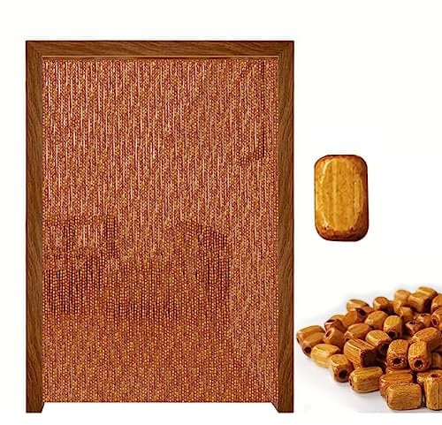 Wooden Bead Curtains To Stop Flies for Doorways, Beaded Door Curtain Privacy Bamboo, Room Divider String Curtain Panel, Boho Screens Decoration String, For Closet Door Bedroom Hallway Entrance (Color