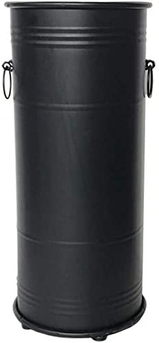 Porte-Parapluie Industriel Vintage Rond en métal Noir pour entrée intérieure, Porte-Parapluie avec Crochets et poignées