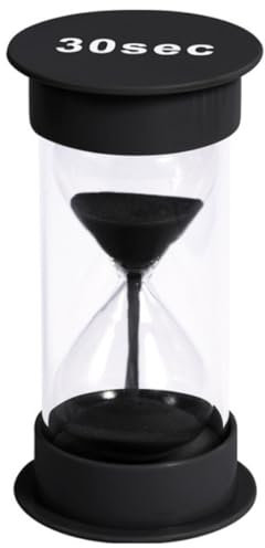 ATC Handels GmbH Sanduhr groß mit verschiedenen Zeitabläufen - von 30 Sekunden bis 30 Minuten - Maße: 12 x 6,5cm - Stundenglass, Zeituhr, Eieruhr, Stundenmesser, Zeitmesser mit Sand (schwarz, 30 s)