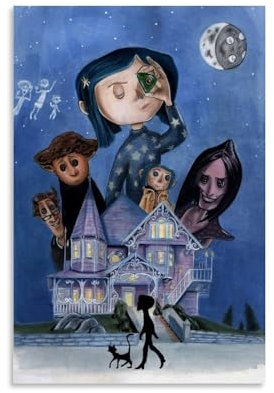 EKoKim Coraline Filmposter, dekoratives Gemälde, Leinwand, Wandposter und Kunstdruck, modernes Familienschlafzimmer-Dekor-Poster, 20 x 30 cm