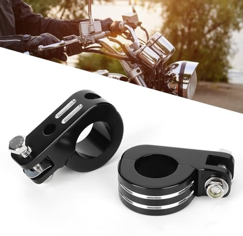 Paire de Pinces de de Repose-pieds de 32 Mm pour Moto, Support de Repose-pieds en Aluminium argenté et Noir pour, Kit de de Repose-pieds D'autoroute