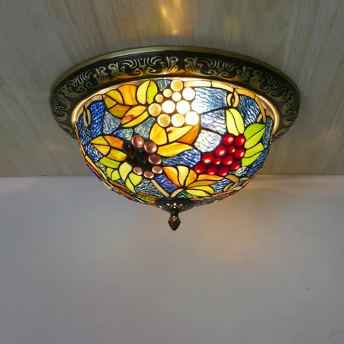Vintage Küche Deckenleuchte Trauben Glas Wohnzimmer Deckenlampe Retro Loft Flush Mount Beleuchtung für Bar Kaffeehäuser Flur Schlafzimmer Esszimmer Deckenbeleuchtung (50CM)