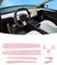 KKTR-CAR Tesla Model 3 Model Y Dash Wrap Porte Garniture Couverture Tableau De Bord Intérieur Carbone Modèle Décoration Wrap Kit Accessoires 4 PCS (Rose)