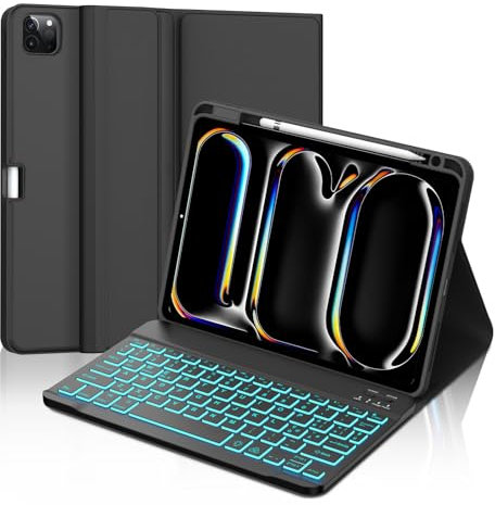 IVEOPPE Tastiera iPad Pro 11 2024, Cover Tastiera Italiano Retroilluminata Bluetooth Staccabile per iPad Pro 11 M4 2024, Nero