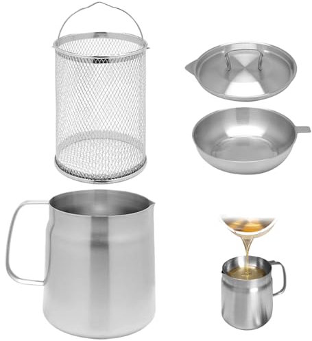 Pentola per Filtro Dell'olio in Acciaio Inossidabile Pentola per Friggere L'olio con Cestello Filtrante E Filtro a Rete da 2 L con Manico E Beccuccio Filtro per Olio con Coperchio E Conservazione, L