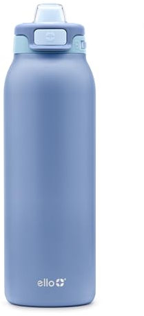 Ello Pop & Fill 32oz Stainless Steel Water Bottle with Quick Fill Technology, Double Walled and Vacuum Insulated Metal, Leak Proof Locking Lid, Sip and Chug, Reusable, BPA Free, Raincloud