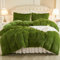 EMME Plüsch Bettwäsche Set 135x200cm Biber Flauschige Bettdecke Set für Bett Shaggy und Plüsch weiche Bettwäsche Bettbezüge und 1 Kissenbezug 80x80cm, Grasgrün