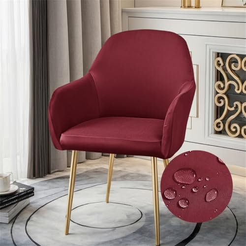 Highdi Wasserdicht Stuhlhussen mit Armlehne, Weicher Stretch-Stuhlbezug, Hussen für Esszimmerstühle Sesselbezug Waschbar Universal für Esszimmer Hotel Bankett Deko (Burgund,2er Set)