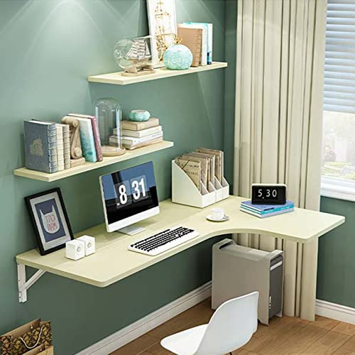 USMGWPBN An der Wand zu befestigender Eck-Klapp-Computertisch, Kleiner Klapptisch, klappbarer schwebender Schreibtisch, platzsparend, mit klappbarem Metallständer für Büro, Schlafzimmer, Kü