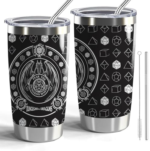 CWEGSJ Dungeons & Dragons Gift DND Tumbler Dungeon Master 20oz Tumbler with Lid and Straw Travel Mug Dungeon Master Gift DND Player Gift (Fear DM Tumble)