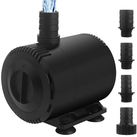 Wasserpumpe für Aquarium, 35W Ultra Leise Tauchpumpe, 2000L/H mit Einstellbarem Durchfluss, 2m Kabel, Trockenlaufschutz, Wasser- und Landnutzung, 4 Düsen für Teiche, Aquarien, Brunnen und Hydroponik