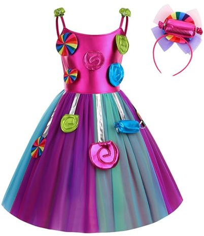 Vhersily Costume pour fille, robe de bonbon, carnaval, enfants, sucette, cosplay, robe tutu, pays de confiserie pour fêtes à thème, carnaval