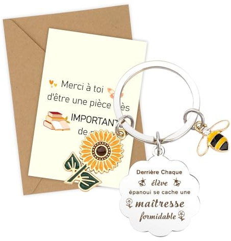 Cadeau Maitresse D'École Merci Maîtresse Porte-Clés Idee Cadeaux Femme Anniversaire Fin D'année Scolaire Aesh D'École Fin D'année Cadeau Retraite Cadeau Collègue Astem Maitre Nounou Professeur