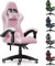Racingreat Sedia da Gaming, Ergonomica, Per Gamer, con Cuscino Lombare e Poggiatesta, Regolabile in Altezza, Sedia Per Computer, Per Ufficio（Rosa）