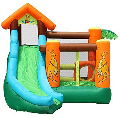UZAMIRLEX Bouncy Castle House, Inflatable Bouncy Castle With Slide Trampoline Blower Water Bag 385x300x290cm Oxford Cloth & PVC