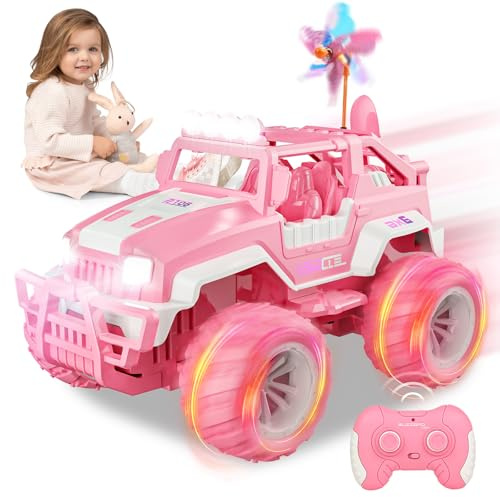FORMIZON Rose Voiture Télécommandée Fille, 1:18 RC Télécommandé, Remote Control Car Tout-Terrain, Off-Road Coccinelle Voiture, Convient pour 3-12 Enfant, Cadeaux Jouets Idéales (Jeep)
