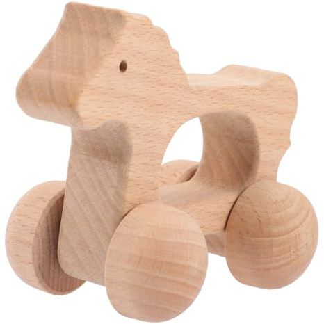 PERSELOSO Holz Handwagen für Kreatives Schiebewagen für Greiftraining Montessori Inspiration Sicher und Langlebig für Kleine Hände