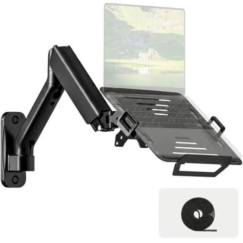 monTEK Bras Support Mural 2-en-1 Écran et Ordinateur Portable | Écrans 17-32, PC portables 12-18,VESA 75/100, charge maximale 9kg, bras réglable, design ergonomique fixation murale