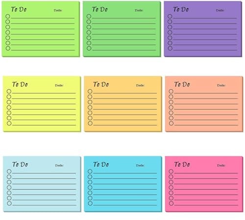 450 Blätter Haftnotizen, 9 Blöcken To Do Listen Block, Haftnotizblock Sticky Notes, Linierte Notizzettel für Planer Erinnerung Büro Zuhause Schule