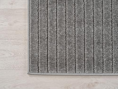 KADIMA DESIGN Flachgewebeteppich Outdoor Skandinavischer 3D-Design Wetterfest UV-Beständig Waschbar Strapazierfähig Langlebig Silber 200x290 cm Terrasse Küche Saugroboter geeignet | ENGADIN