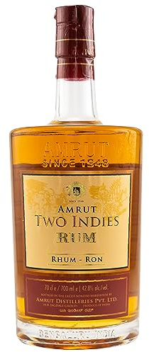 Amrut | Two Indies Rum | 700 ml | 42,8% Vol. | Indischer Rum | Duft von frischem Zuckerrohr & reifer Banane | Geschmack von Zuckerrohr | Noten von tropischen Früchten