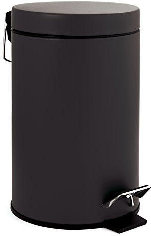 GELCO Design 709756 Poubelle A Pedale 3L, Métal, Noir, 22,5 x 17 x 26 cm